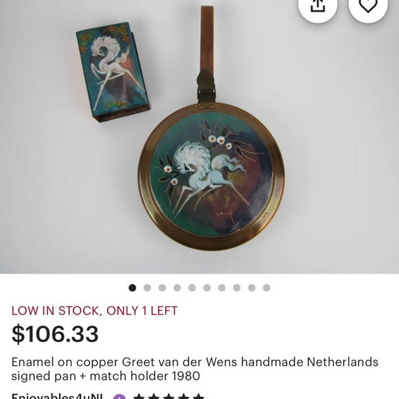 Enamel Handheld Silent Butler, Table Crummer with Horse Design - Picture 10 of 10